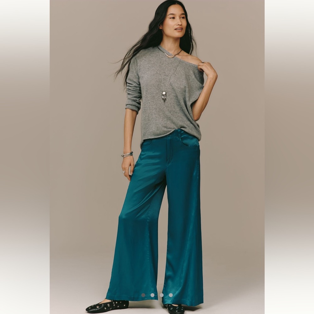 NWT Anthropologie Pilcro Adi Silky Mid Rise Flare Pants